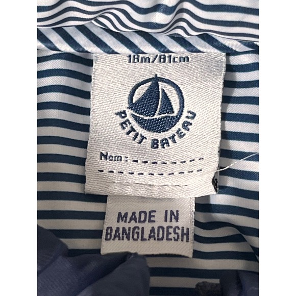 Petit Bateau Navy Blue Baby Puffer Vest Nautical Striped Lined Sleeveless - Picture 3 of 7